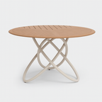 Chloe Outdoor 4-Person Patio Dining Set with Round Teak-Top Table