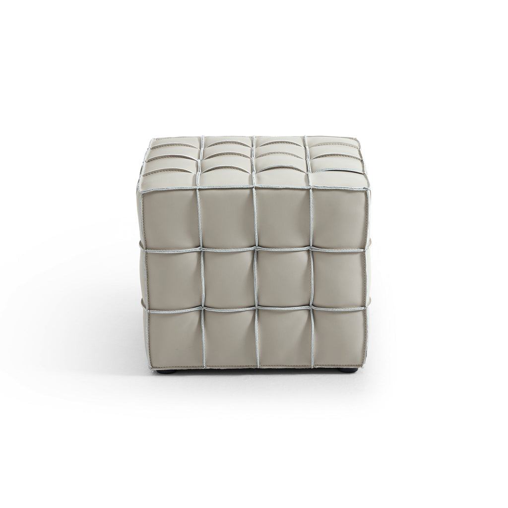 Monarch Leather Tufted Cube Pouf