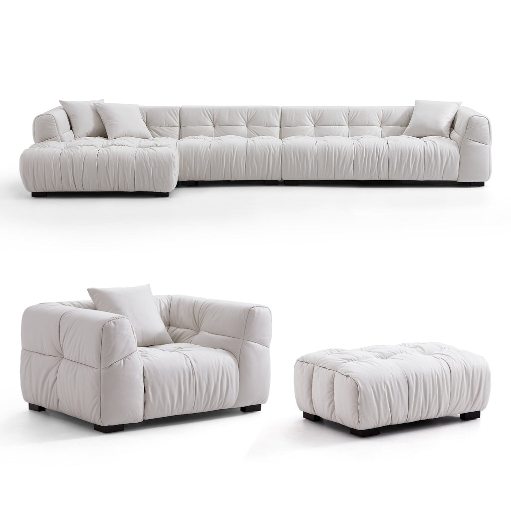 Boba Cream Leathaire Sectional Set