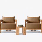 Camryn Outdoor Chat Set With Cushions, Teak/Coffee