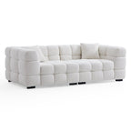 Cushy White Boucle Fabric Tufted Sofa