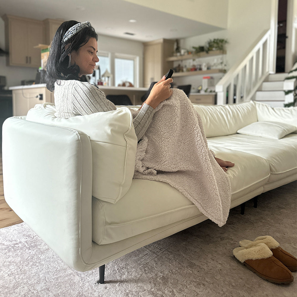 Vanilla Brown Leather Sofa