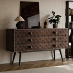 Arden Dark Walnut Woven Sideboard Cabinet