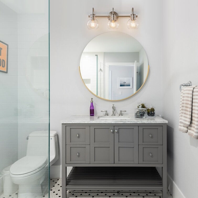 Applique murale de salle de bain à 2/3 lumières avec abat-jour en verre