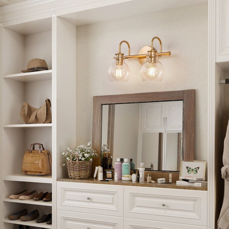 Applique murale de salle de bain à 2/3 lumières avec abat-jour en verre