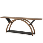 Console étroite à 2 niveaux avec cadre semi-circulaire pour entrée, tables d'appoint de couloir grises