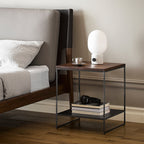 Blacksteel Walnut Storage Side Table