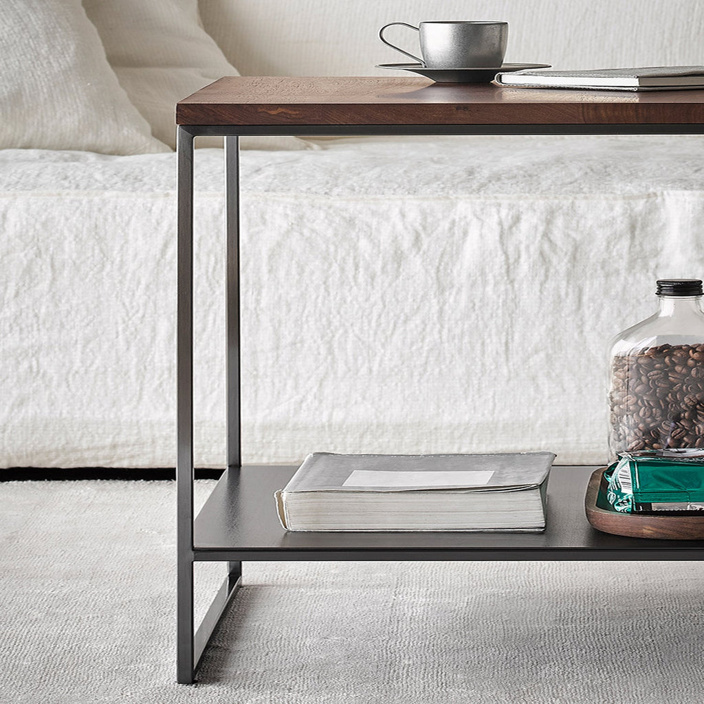 Blacksteel Walnut Storage Side Table