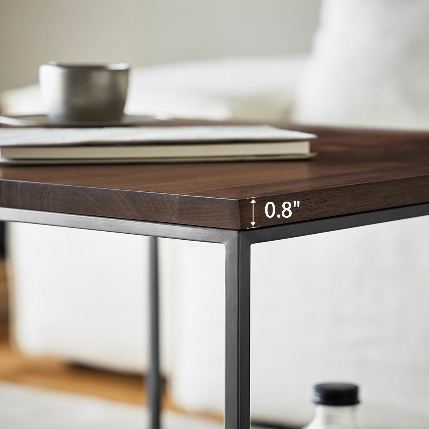 Blacksteel Walnut Storage Side Table