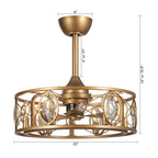 Lustre moderne en cristal avec ventilateur de plafond et télécommande