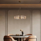 Lustre moderne en cristal doré de 23,6 po, 6 lumières, style tambour glamour, pour îlot de cuisine et salle à manger