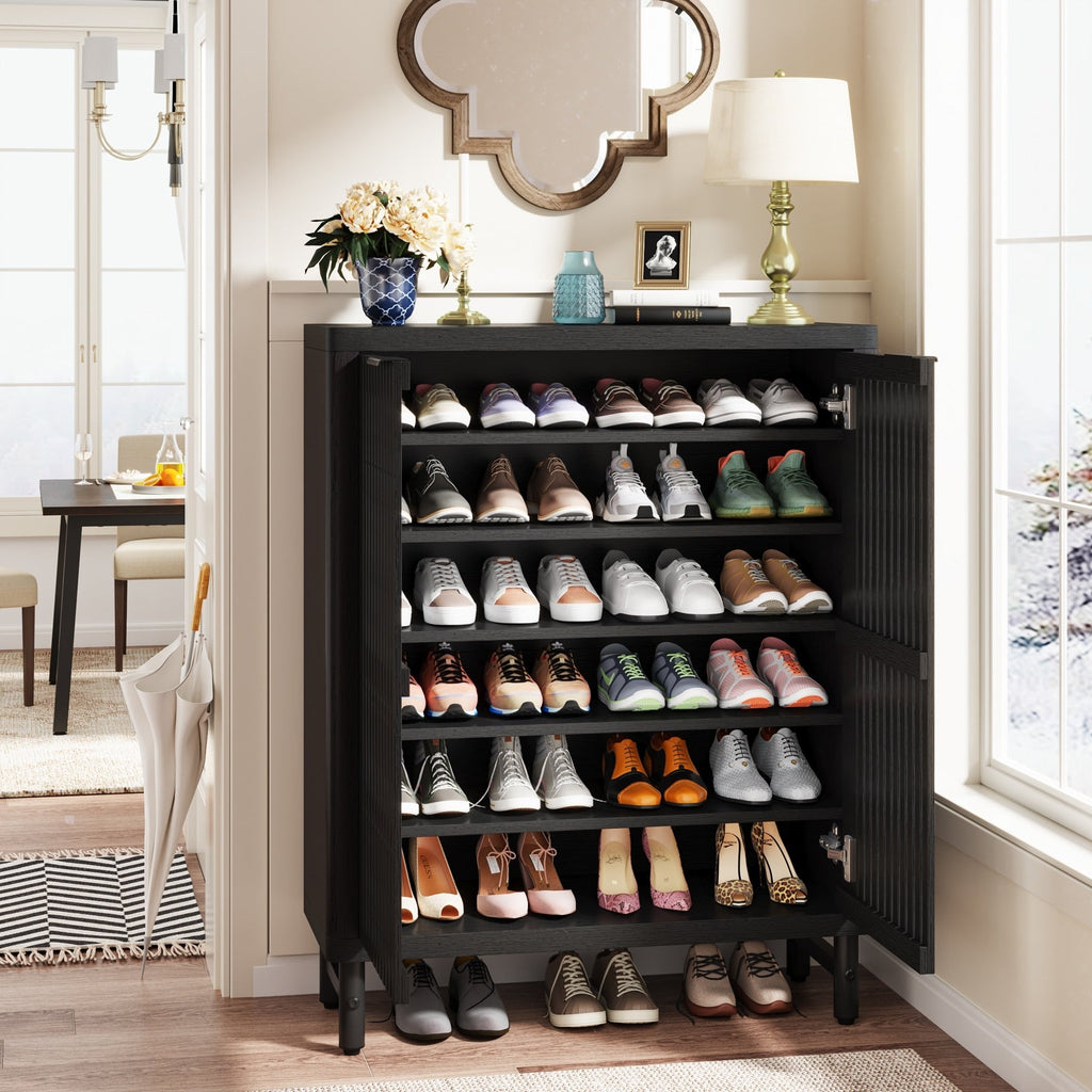 Meuble de rangement à chaussures 24 paires avec porte pour entrée et salon