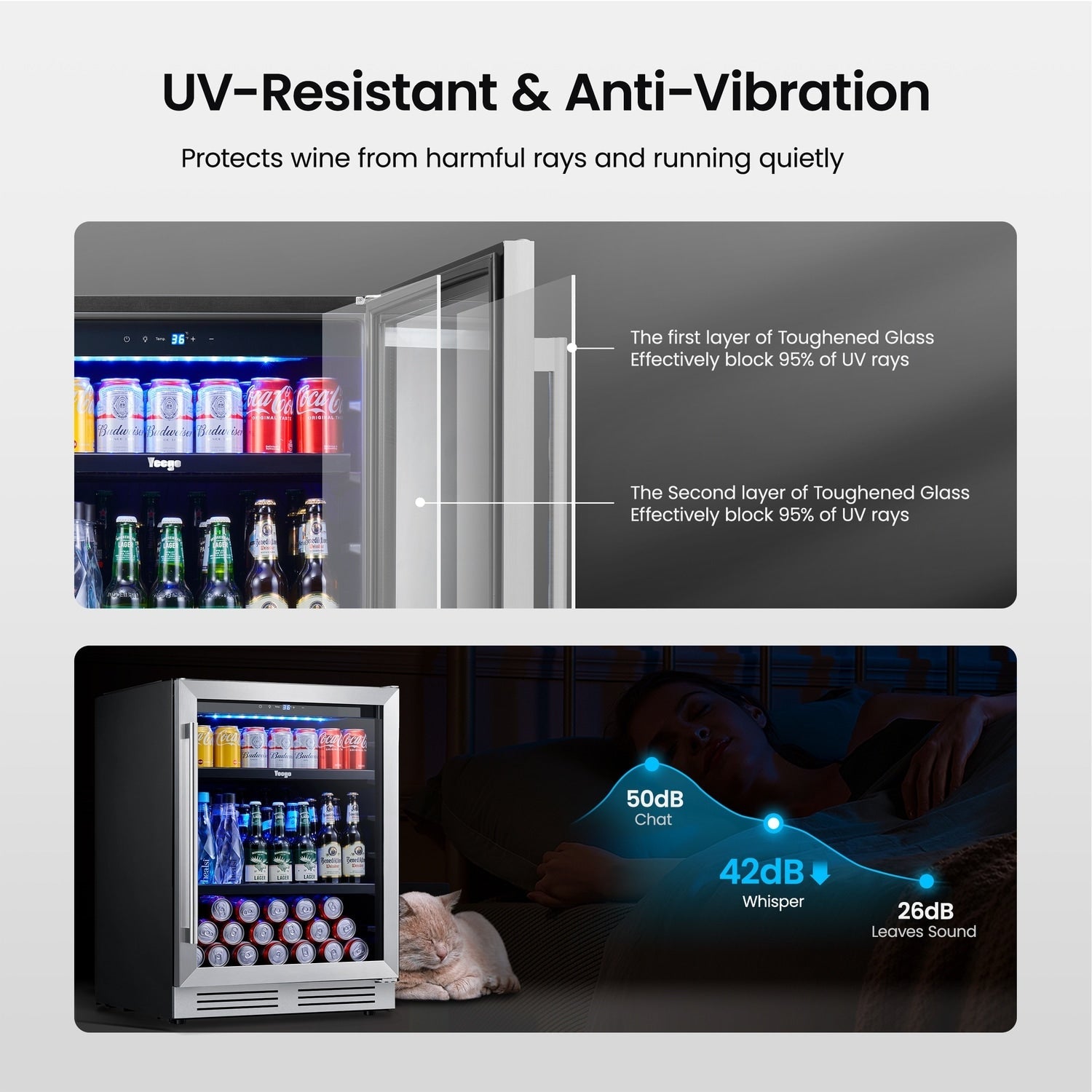 Réfrigérateur à boissons de 24 pouces, 140 canettes, pour boissons gazeuses et vins - 24 pouces