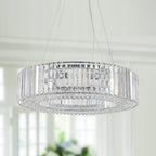 Lustre de ferme de 63 cm à 8 lumières, lustre en cristal, lustre tambour pour salle à manger, salon, chambre à coucher, cuisine