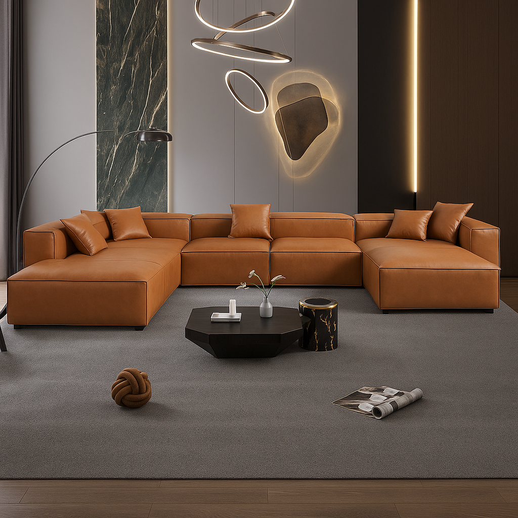 Benthe Modular Tan Open-End Sectional Sofa