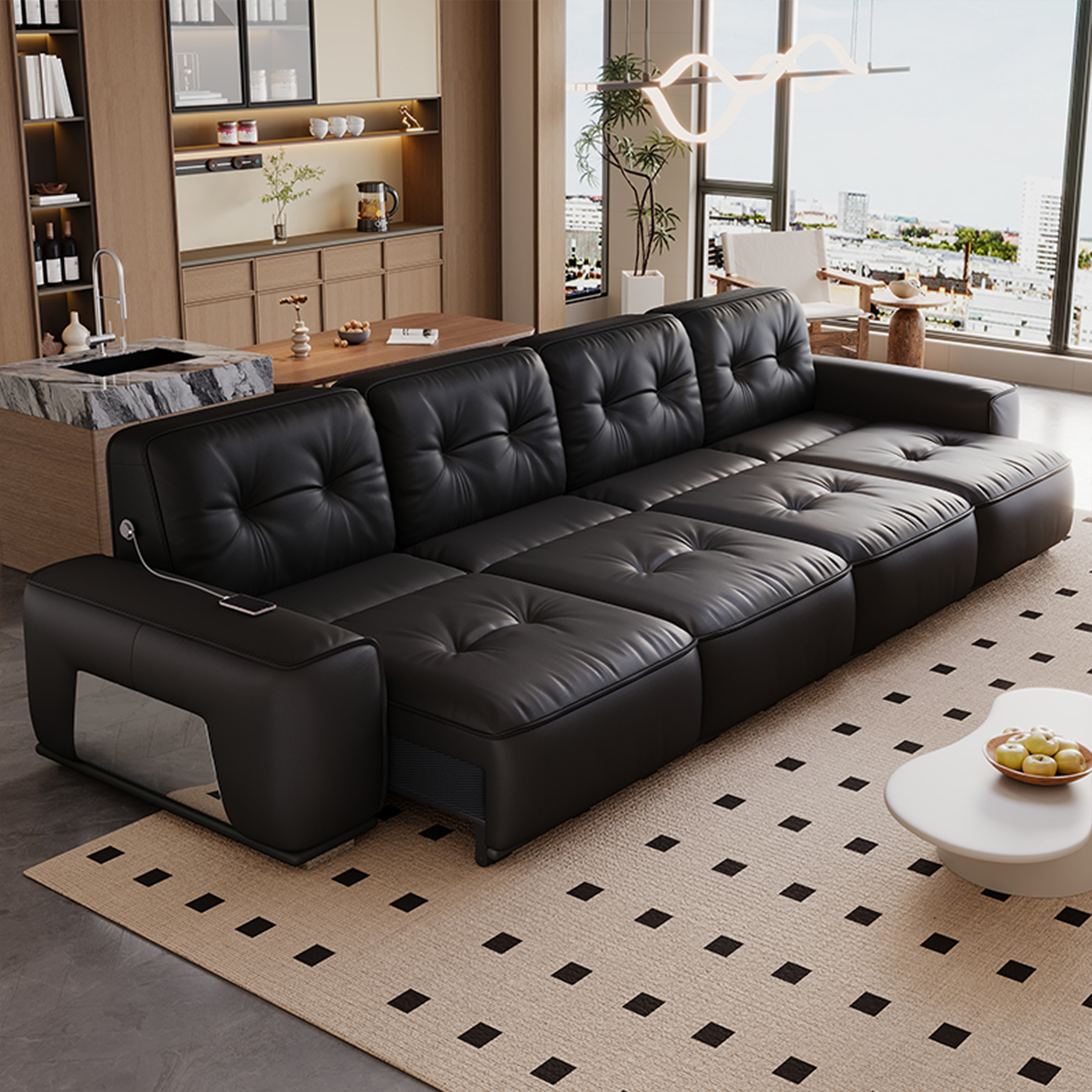 Onyx Leather Electric Recliner Sofa Bed