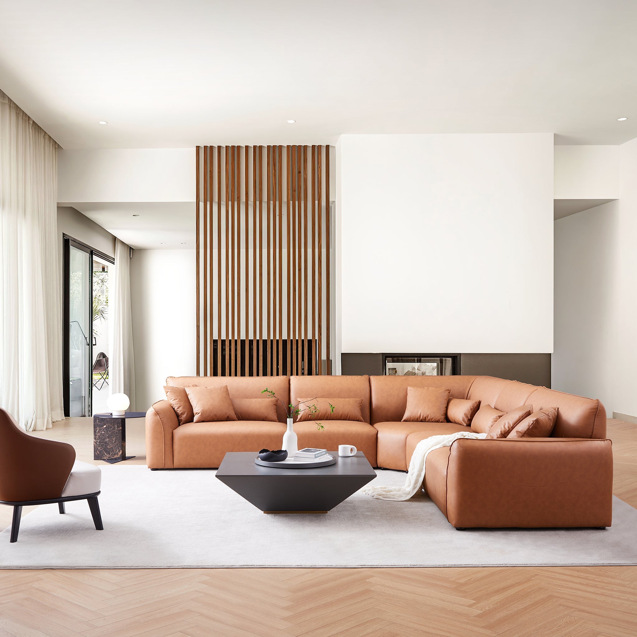 Milano Moda Minimalist Brown Corner Sofa
