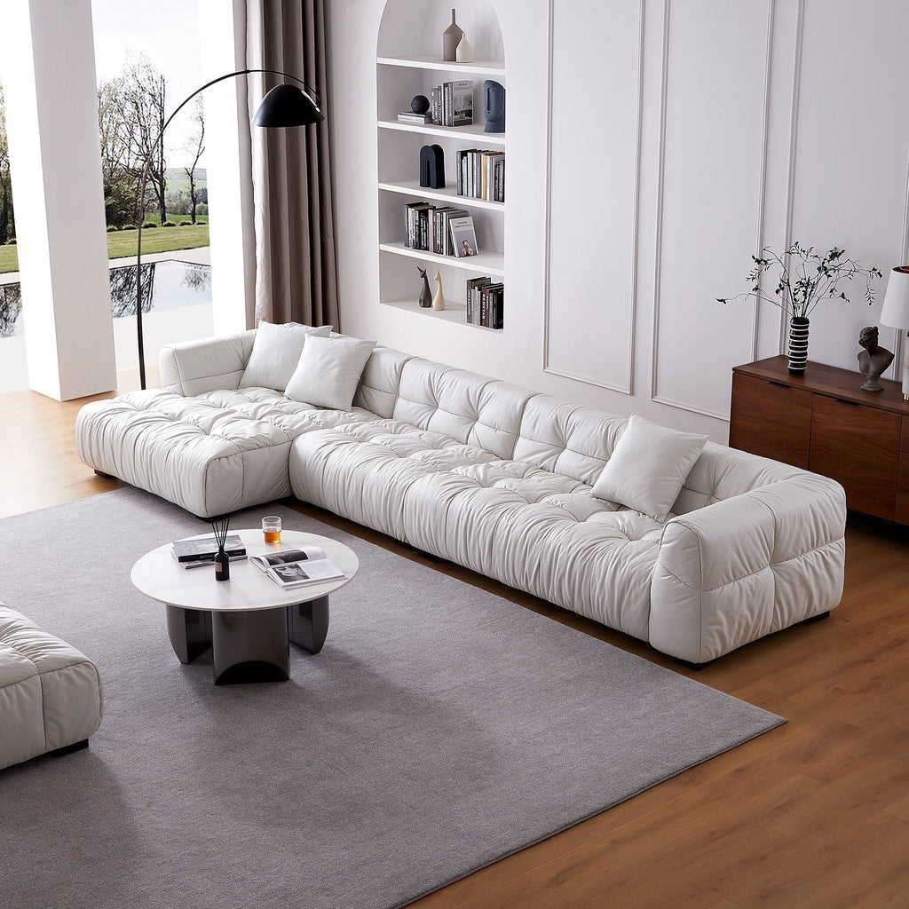 Boba Cream Leathaire Sectional Set