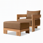 Camryn Outdoor Chat Set With Cushions, Teak/Coffee
