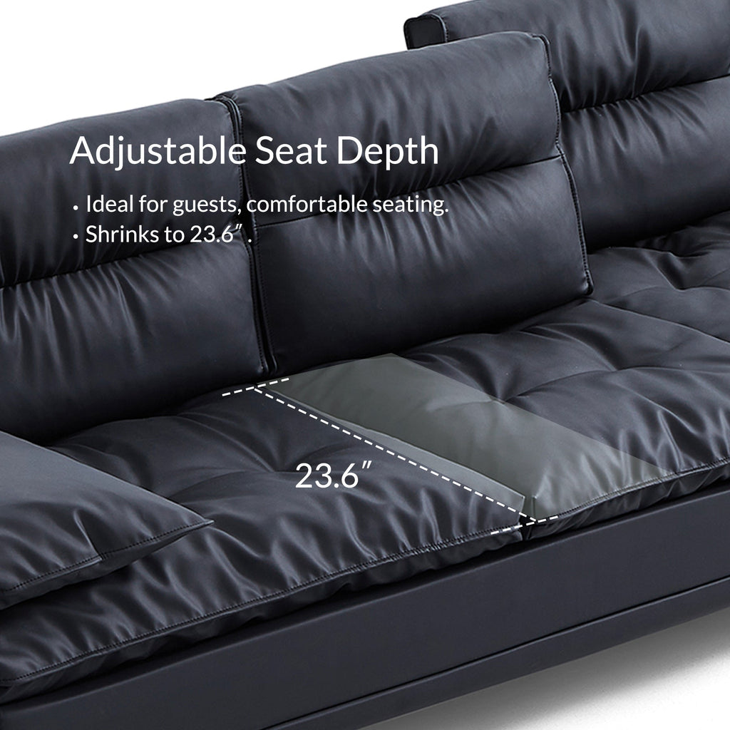 Lewis Adjustable Backrest Ultra-Wide Leather Sofa