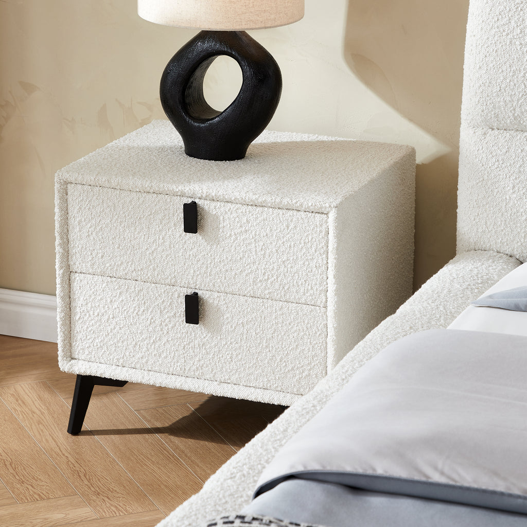 Cushy Boucle Fabric Nightstand