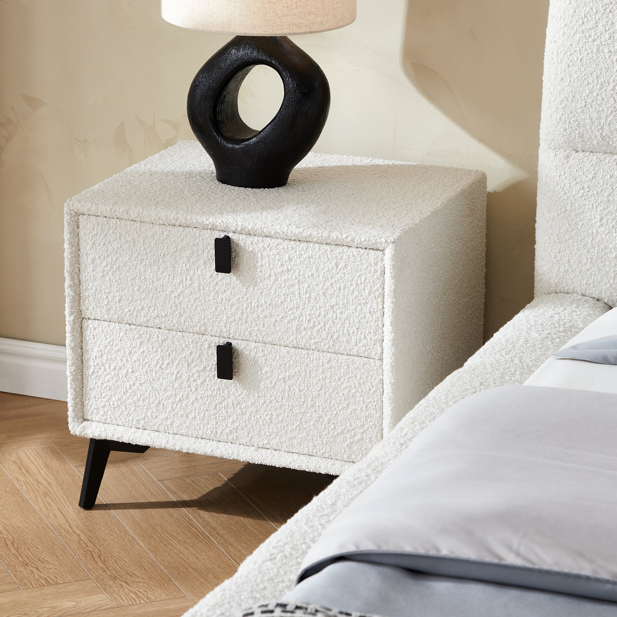 Cushy Boucle Fabric Nightstand