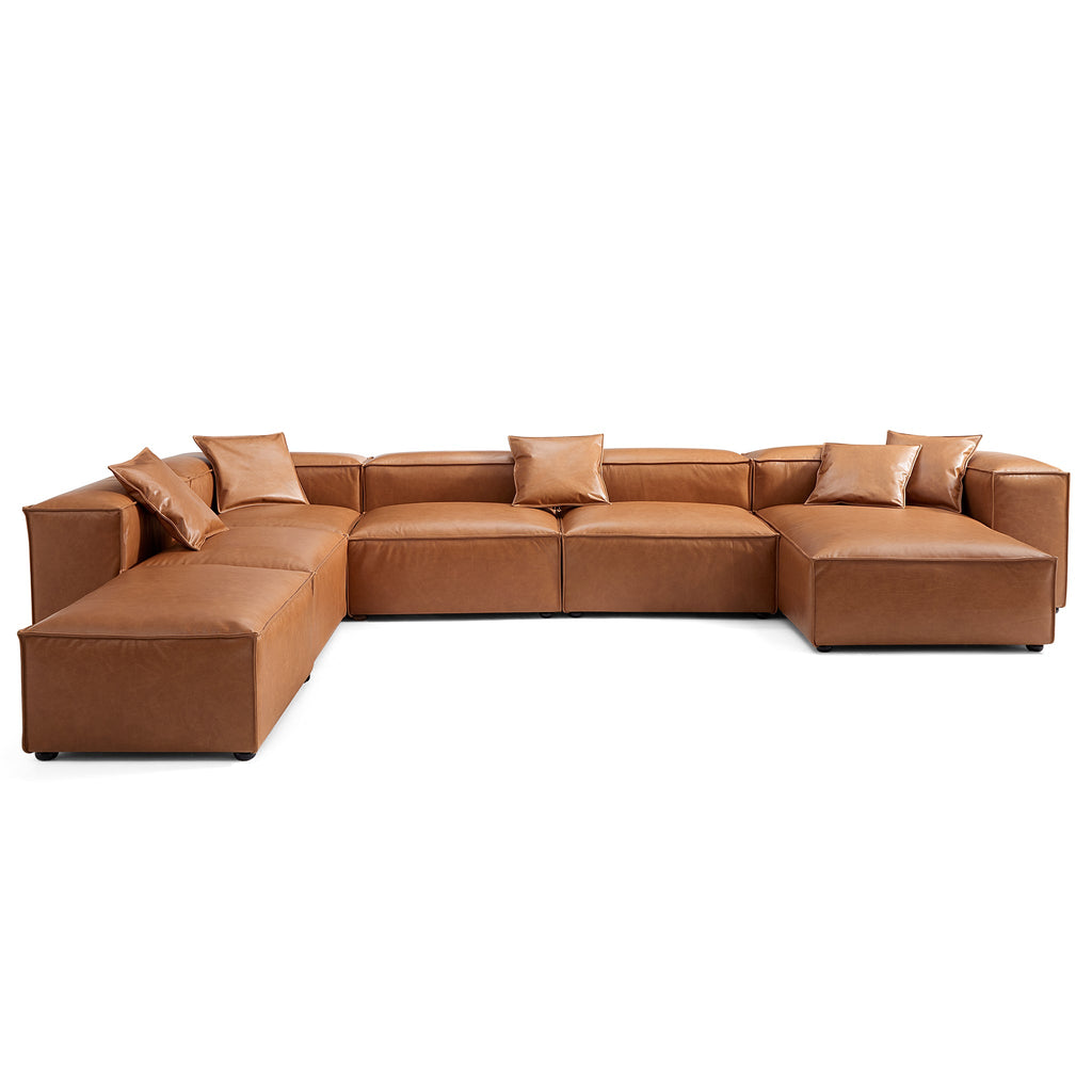 Benthe Modular Tan Open-End Sectional Sofa