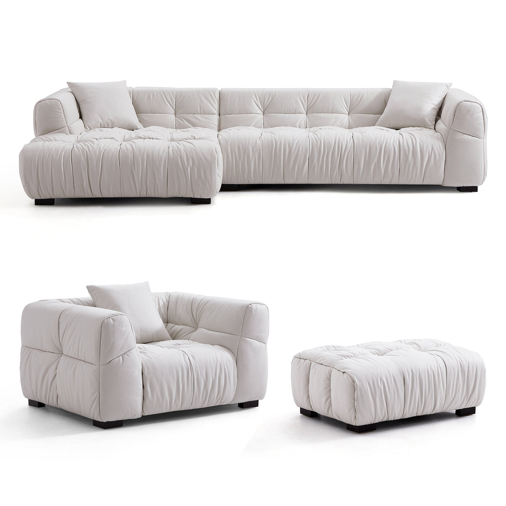 Boba Cream Leathaire Sectional Set