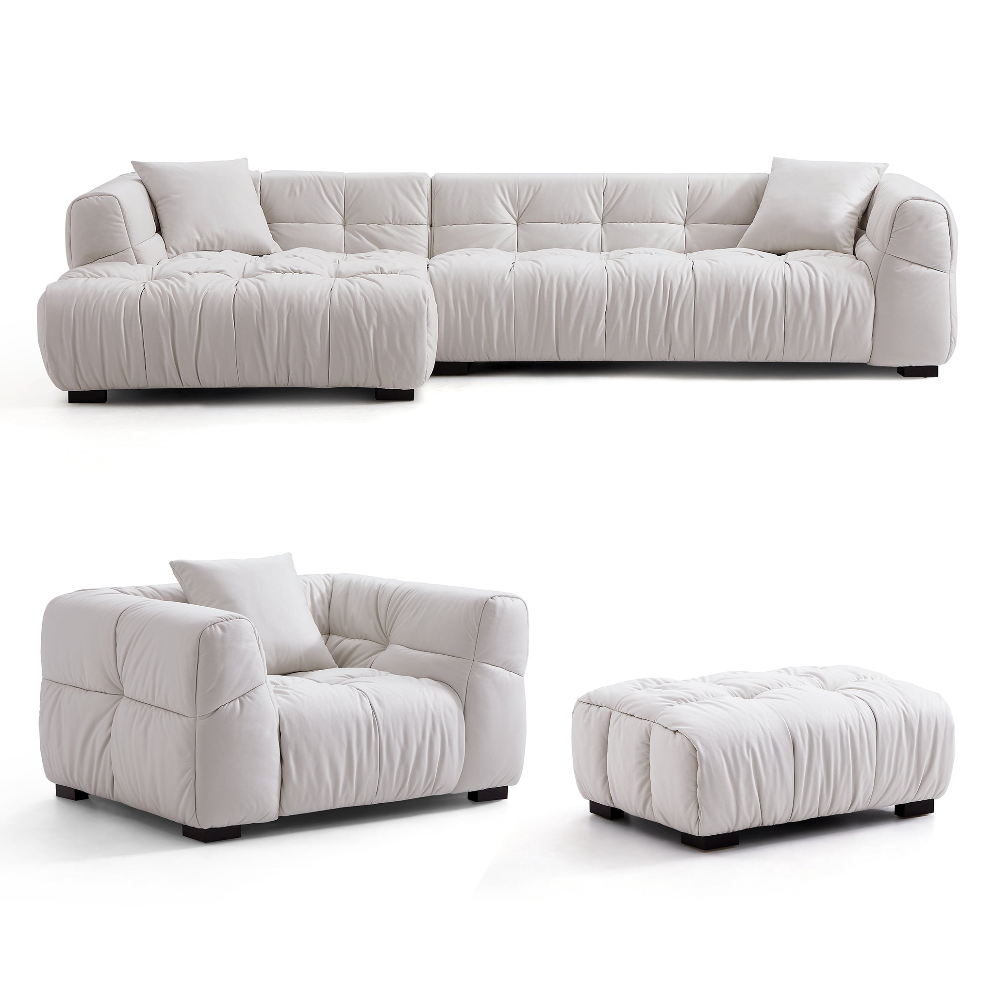 Boba Cream Leathaire Sectional Set