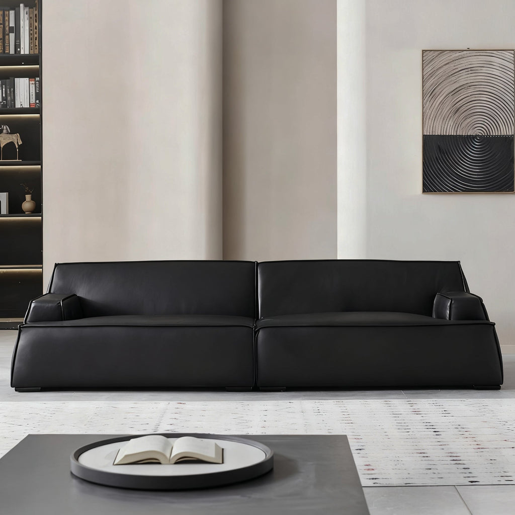 Deacon Minimalist Top Grain Leather Sofa