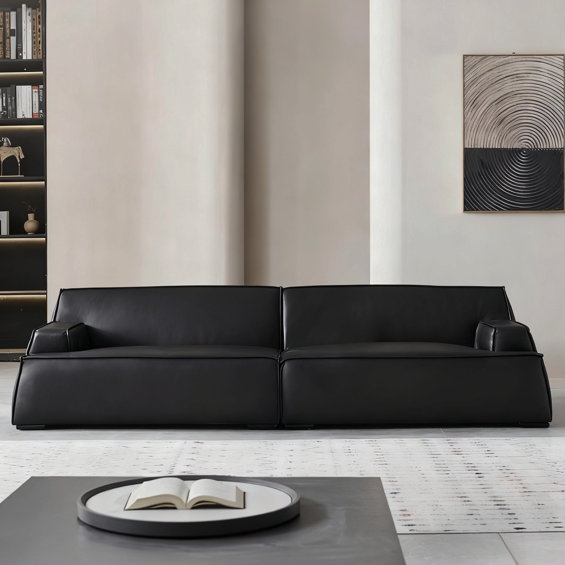 Deacon Minimalist Top Grain Leather Sofa
