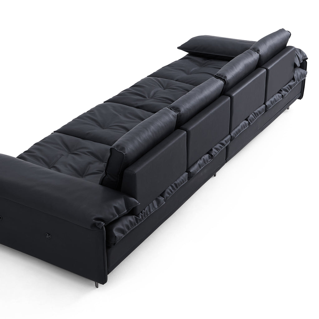 Lewis Adjustable Backrest Ultra-Wide Leather Sofa