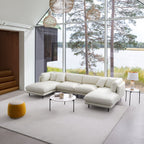 Vanilla Black Leather U-Shaped Sectional