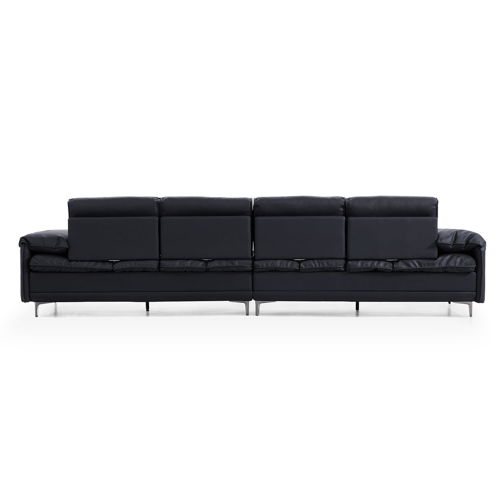 Lewis Adjustable Backrest Ultra-Wide Leather Sofa