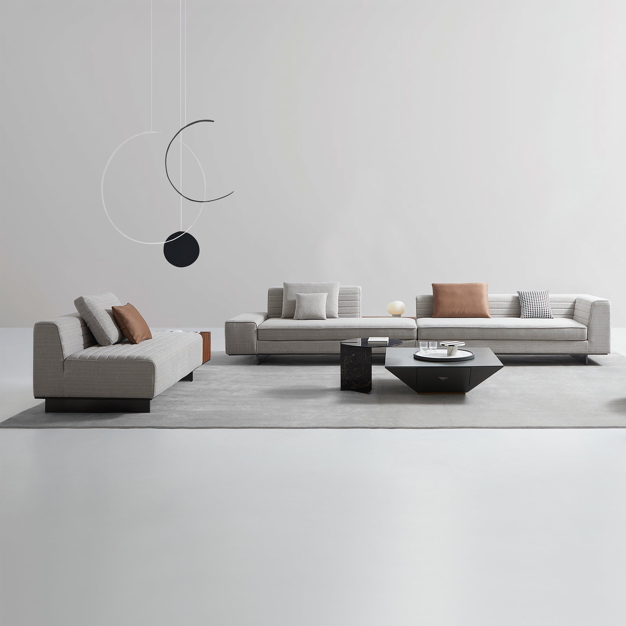 Brandy Channel Tufting Sectional with Coffee Table