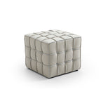 Monarch Leather Tufted Cube Pouf