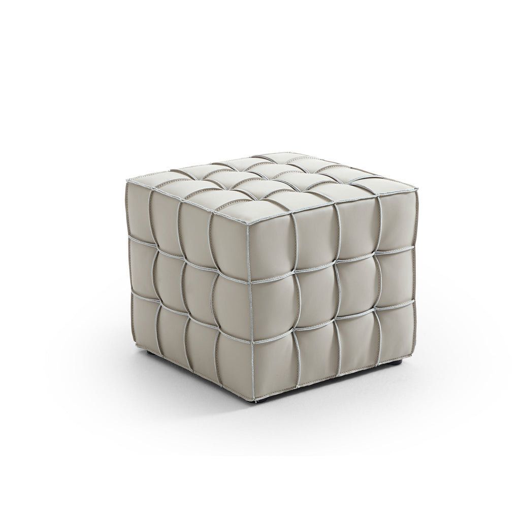 Monarch Leather Tufted Cube Pouf