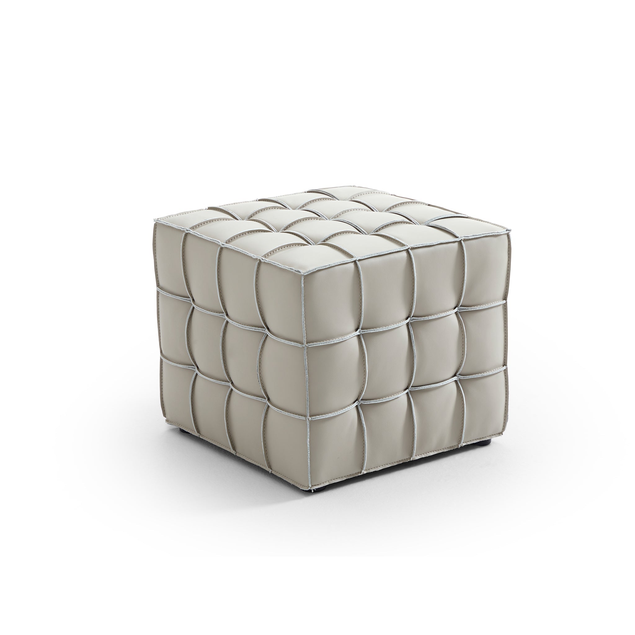 Monarch Leather Tufted Cube Pouf