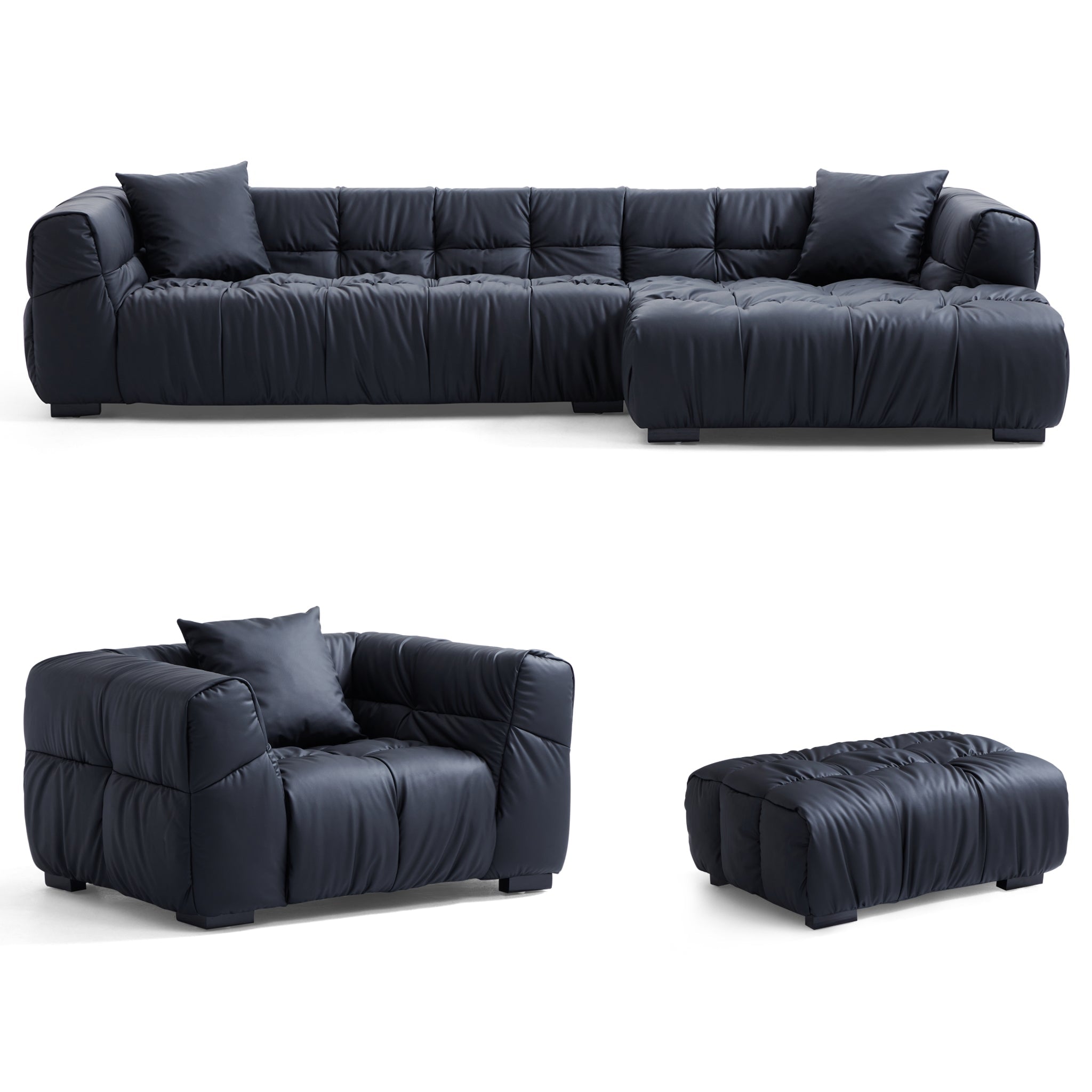 Boba Cream Leathaire Sectional Set
