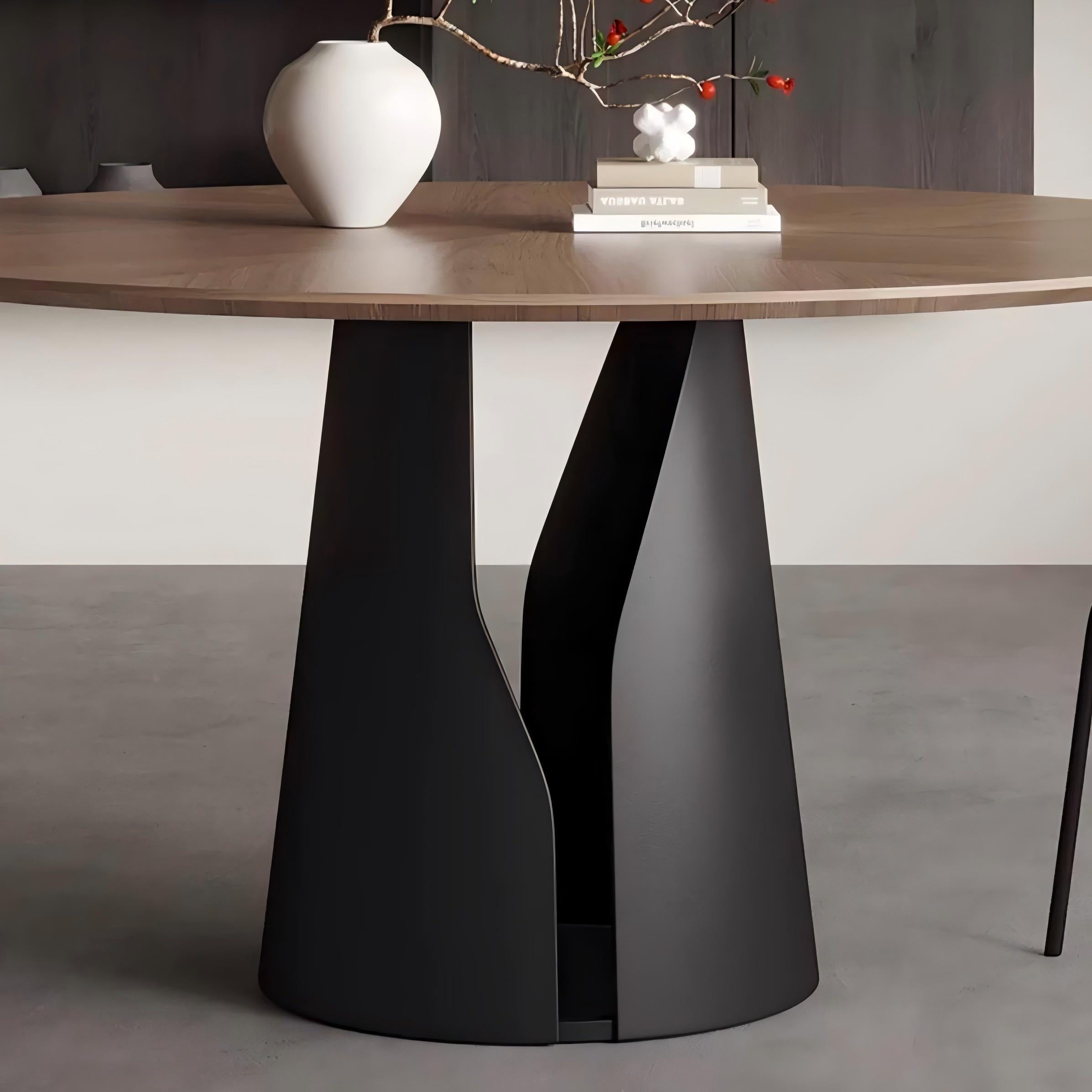 Lunaro Wood & Steel Round Dining Table