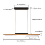 Lustre linéaire en bois à 3/5 lumières LED intégrées pour îlot de cuisine