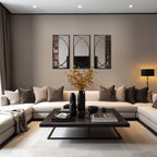 Ensemble de 3 miroirs muraux rectangulaires en métal noir - 31,9 H x 15,75 L x 0,75 P