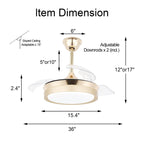 Ventilateur de plafond rétractable moderne Bella Depot 36 avec éclairage LED, pales réversibles à 6 vitesses et télécommande
