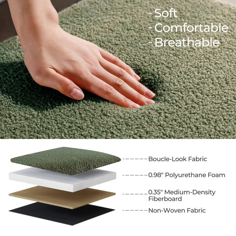 Banc ottoman de rangement en sherpa blanc cassé, repose-pieds, pour salon, chambre à coucher, pieds en bois