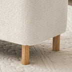 Banc ottoman de rangement en sherpa blanc cassé, repose-pieds, pour salon, chambre à coucher, pieds en bois