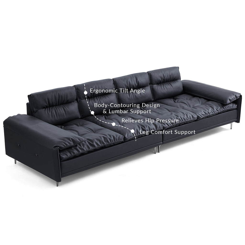 Lewis Adjustable Backrest Ultra-Wide Leather Sofa