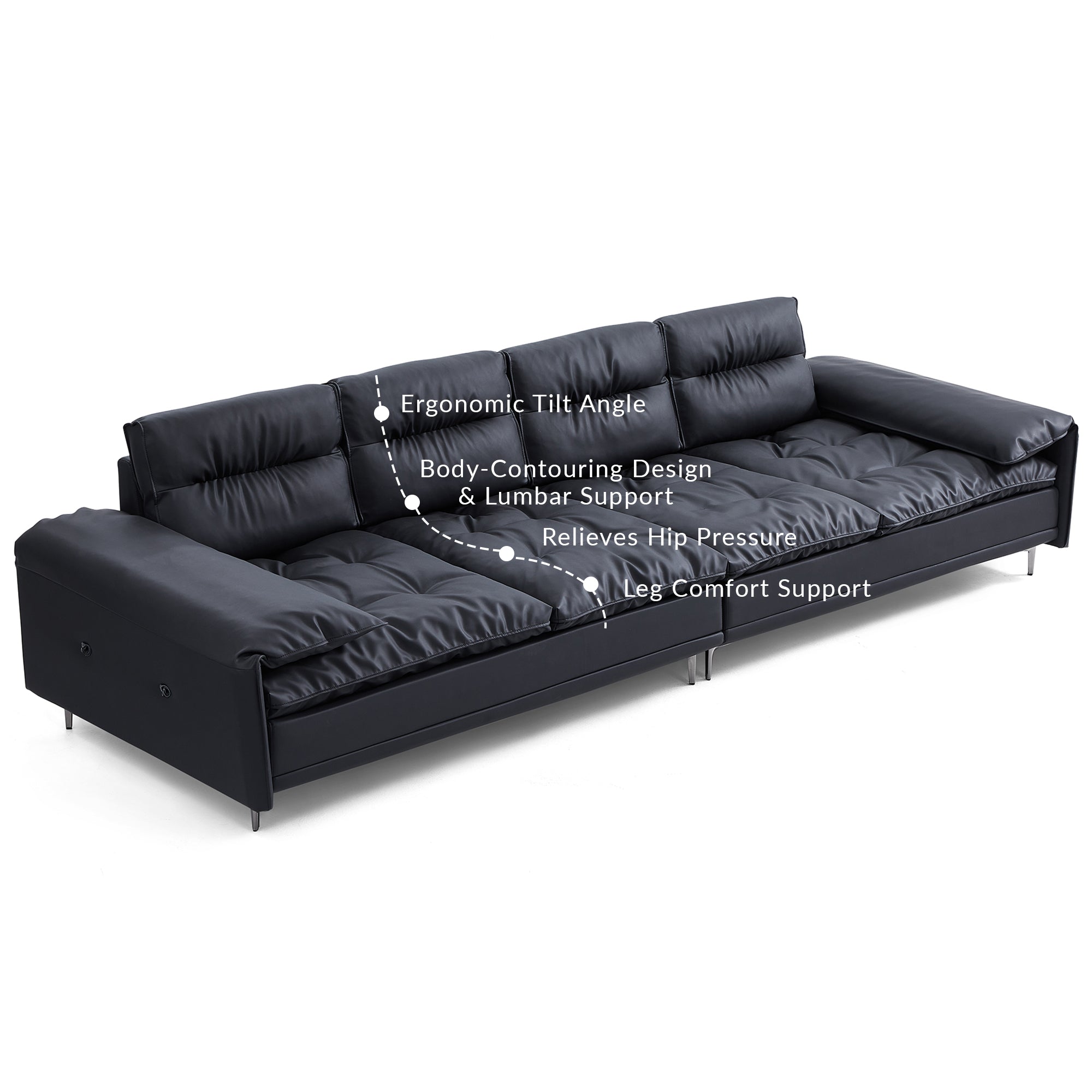 Lewis Adjustable Backrest Ultra-Wide Leather Sofa