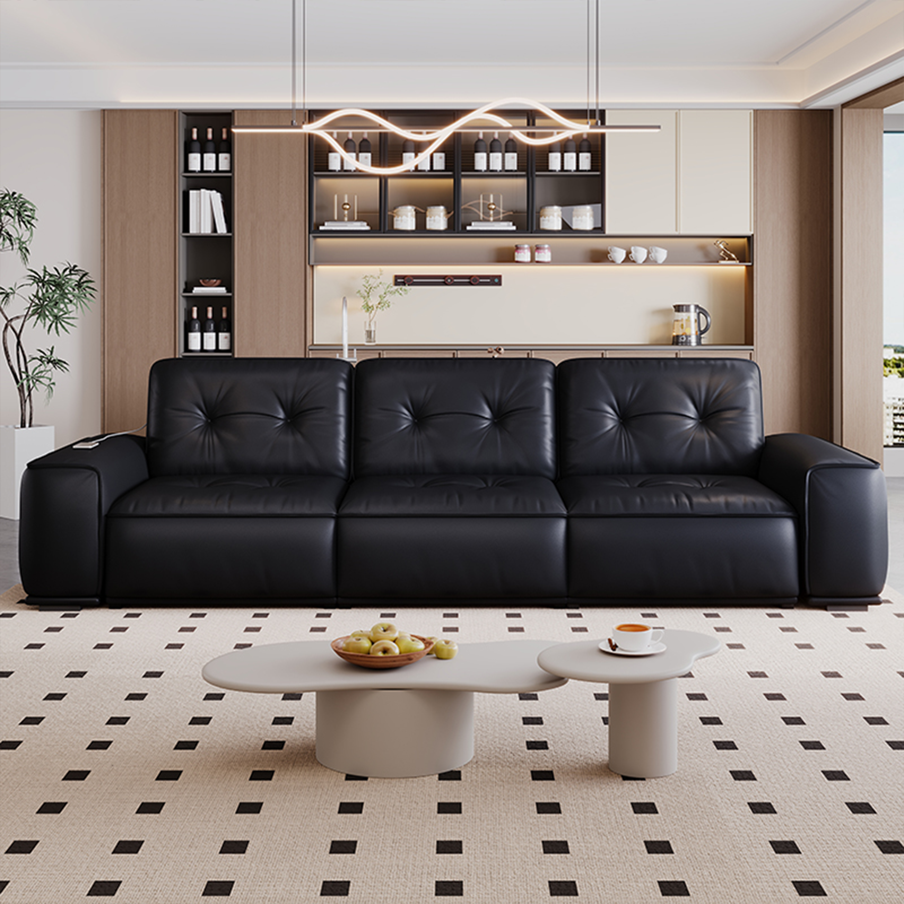 Onyx Leather Electric Recliner Sofa Bed