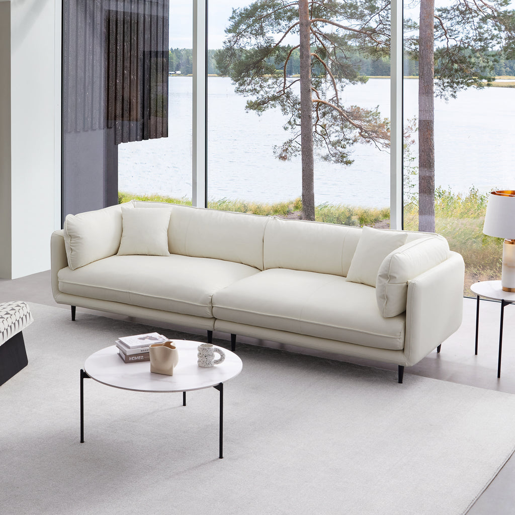 Vanilla Brown Leather Sofa