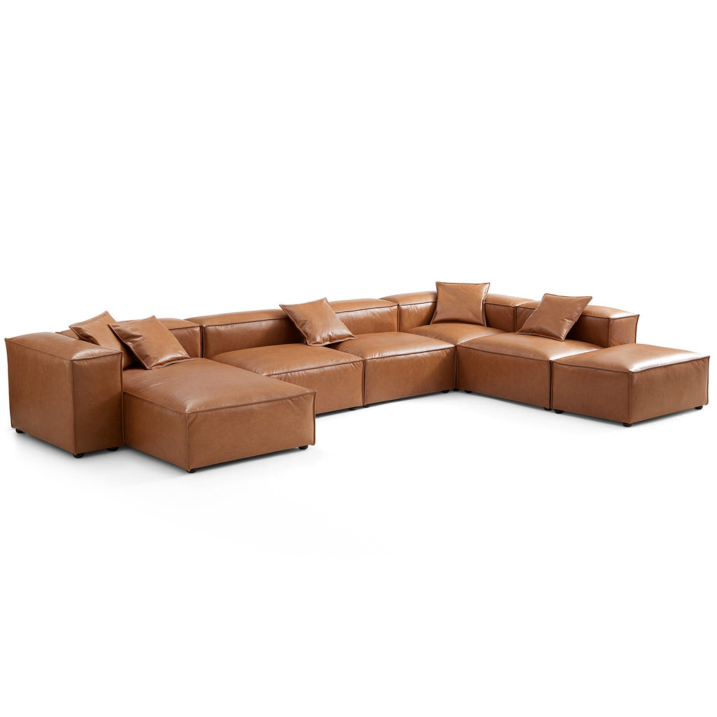 Benthe Modular Tan Open-End Sectional Sofa